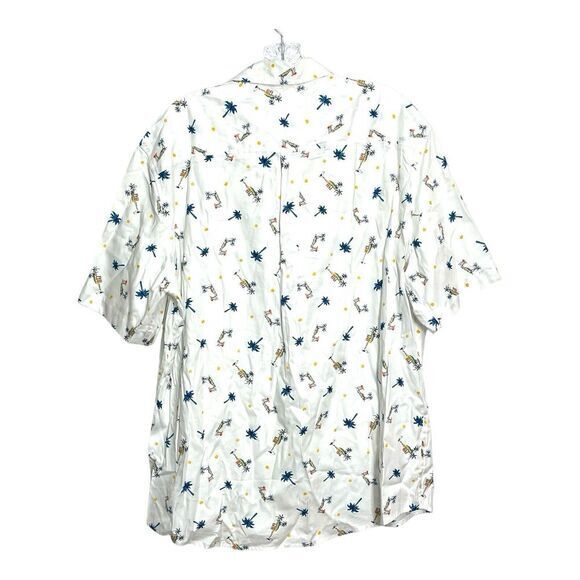 Chaps Easy Care Tropical Mens Size XL White Short Sleeve Button Down Pocket - Picture 2 of 11